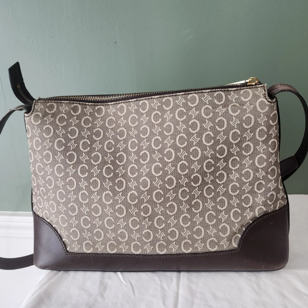 Vintage CELINE Brown and Cream Crossbody Bag